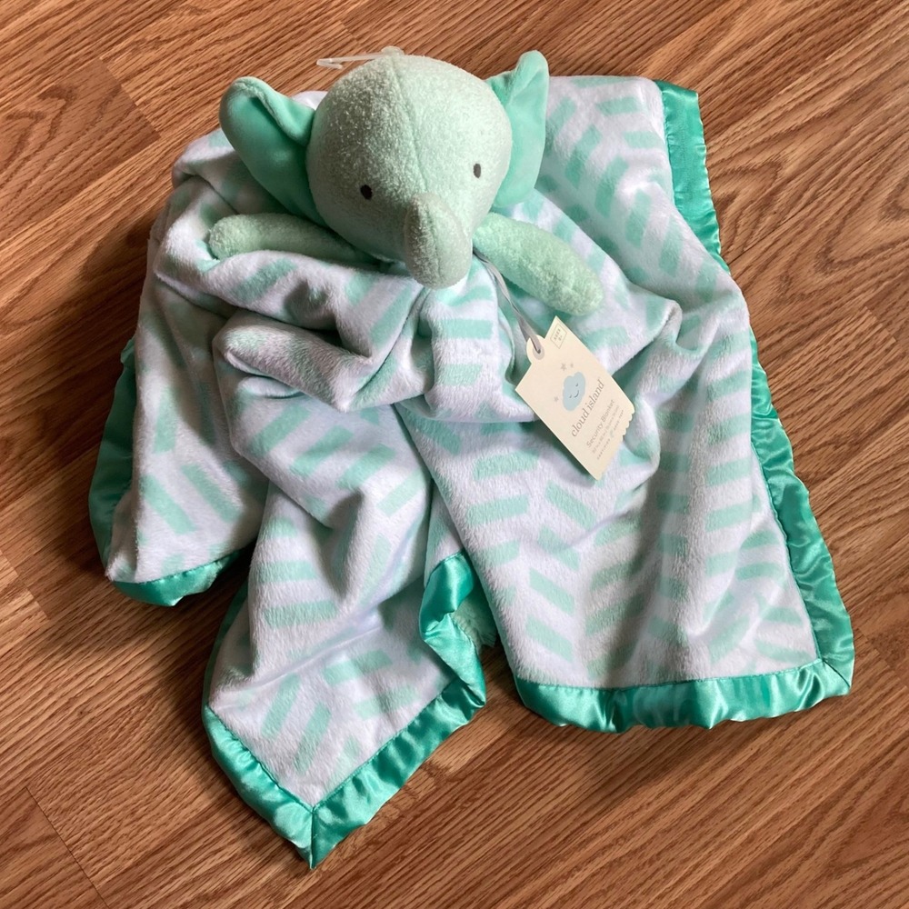 NEW Cloud Island Elephant Large Lovey 29" Security Blanket Mint Green 2017